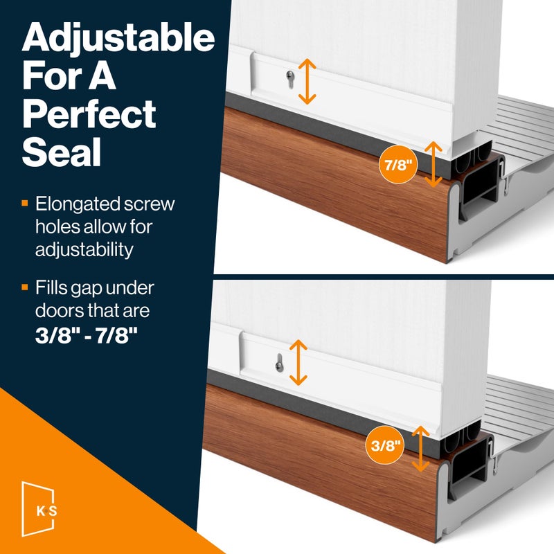 KS Hardware,Patent Pending, Adjustable Double Bubble Door Sweep, Draft Stopper, Under Door Seal for Exterior Doors, 1 3/4" x 32", White - Image 2